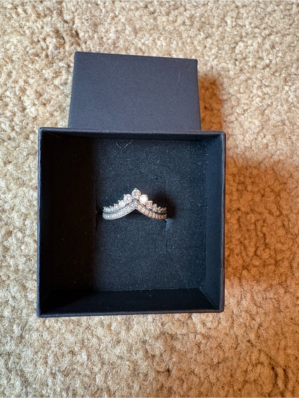 Pandora Silver Crystal V-Stack Ring size 5